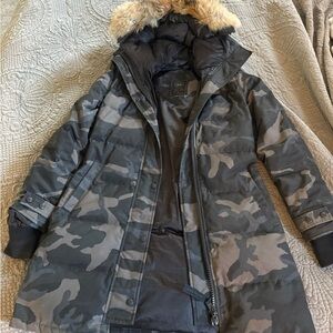 Canada Goose Camouflage Puffer Jacket with Fur Hood